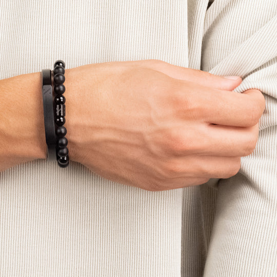 Men's Black on Black Bracelet Stack