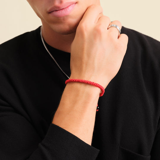 Red Braided String Bracelet For Men