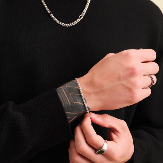 Men's Thin Silver Bracelet