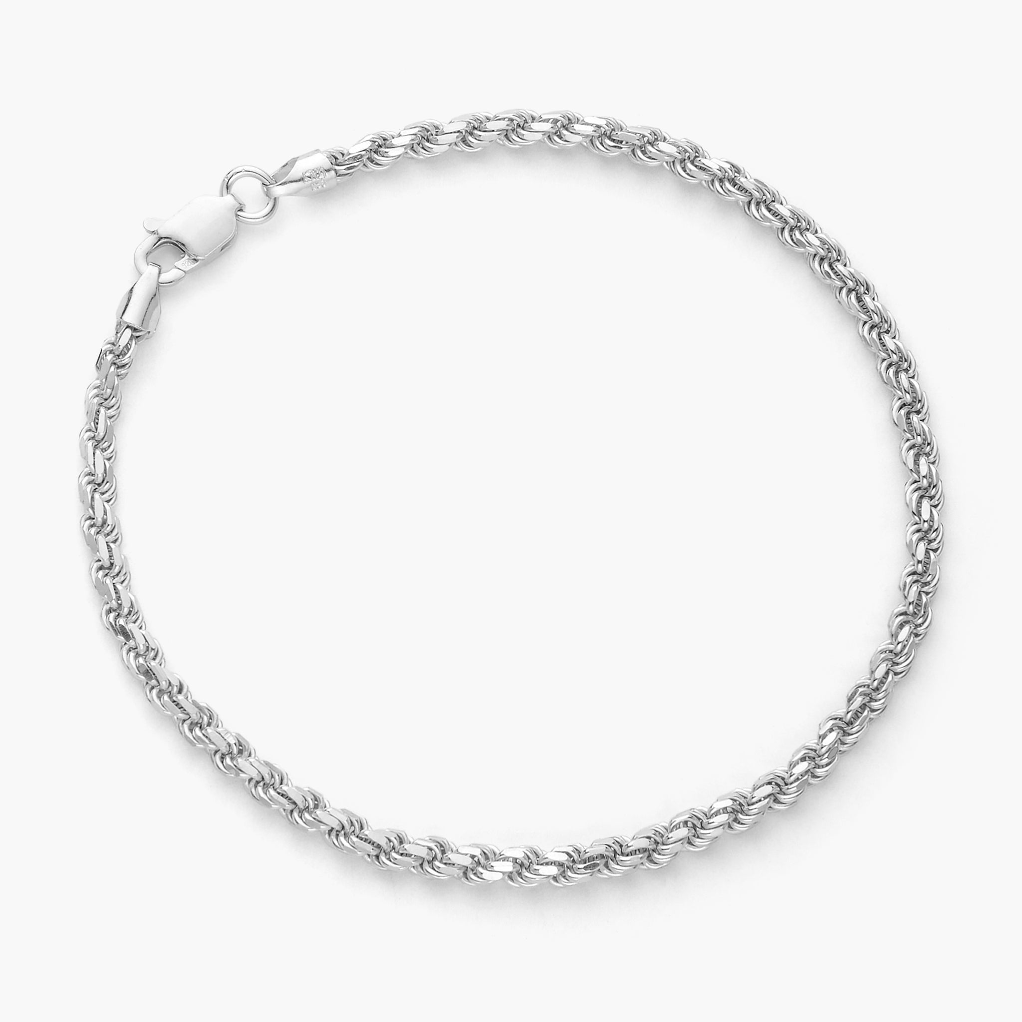 Rope Bracelet - 2.5mm - Men's Silver Bracelet - JAXXON