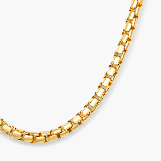 Round Box Chain 14K Yellow White Real Gold Diamond Cut Link Necklace Men  Women | eBay