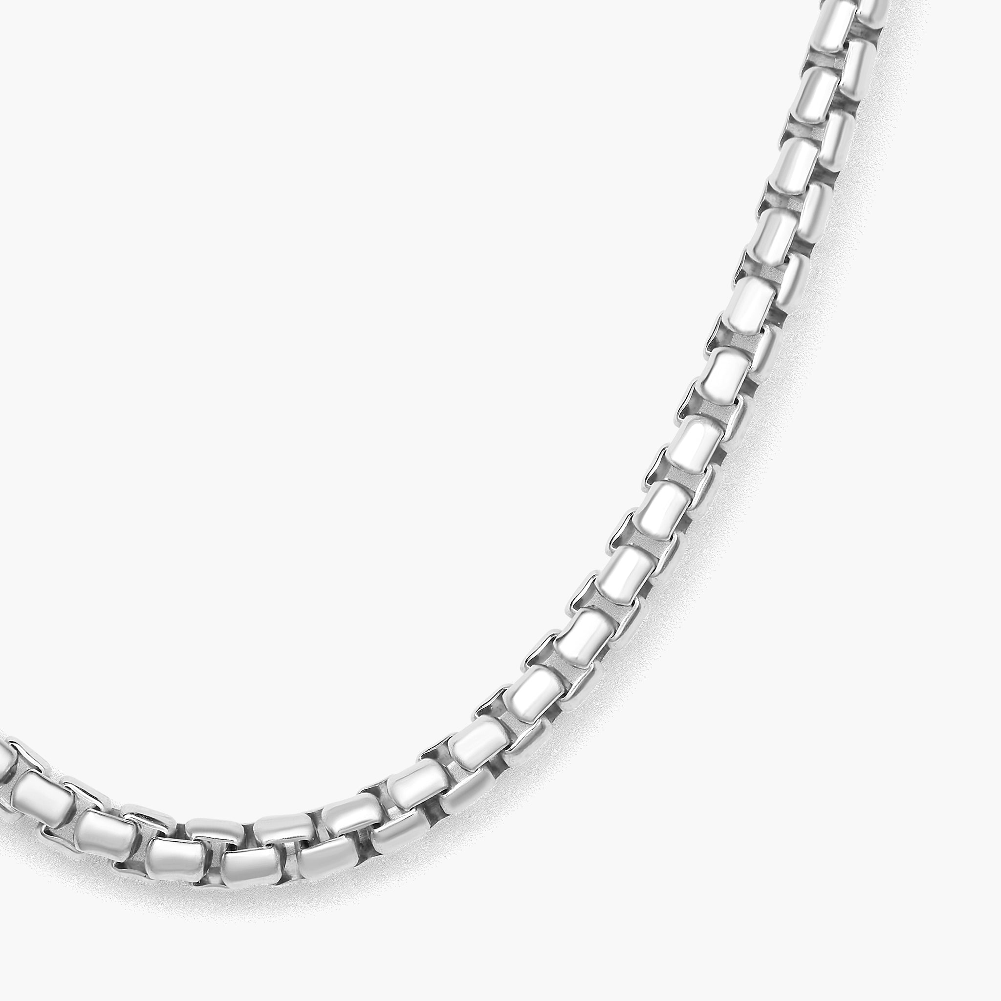 Beck 24 Thin Round Box Chain Necklace in Oxidized Sterling Silver