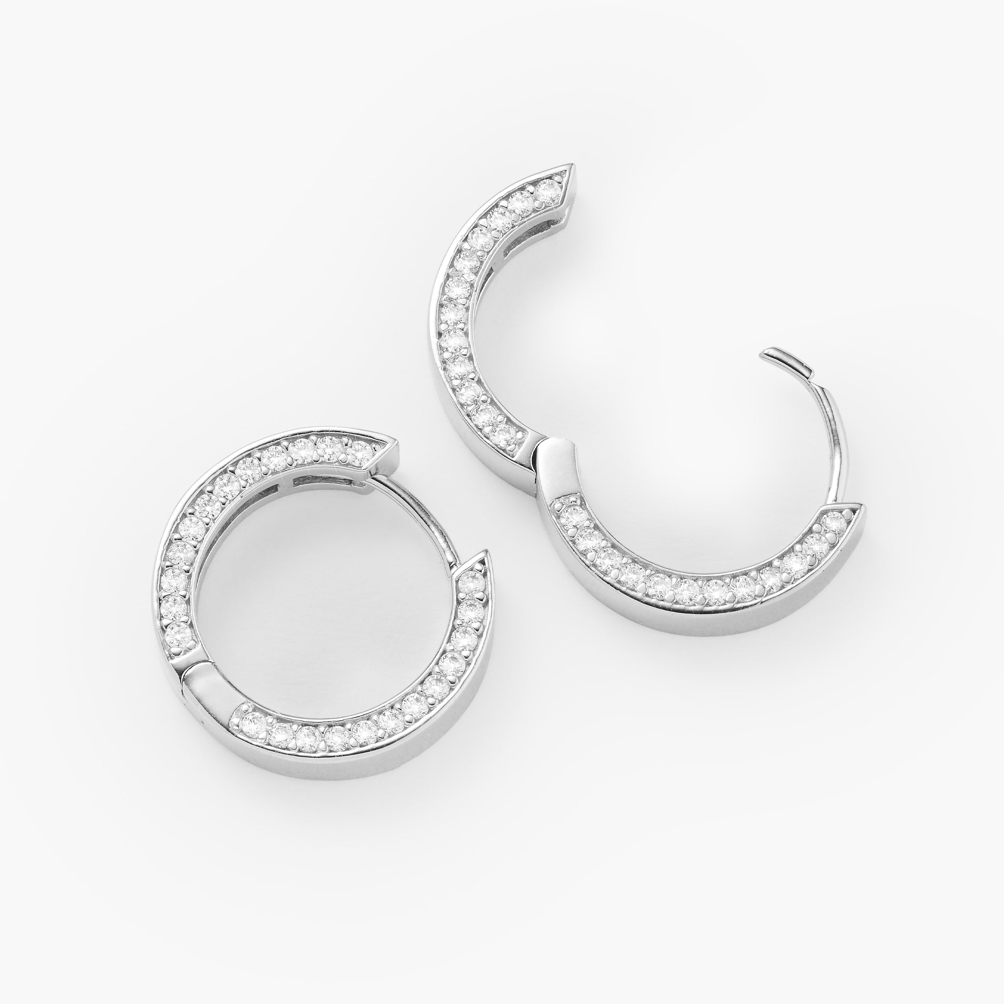 Studded Frame Hoop Earrings - Silver