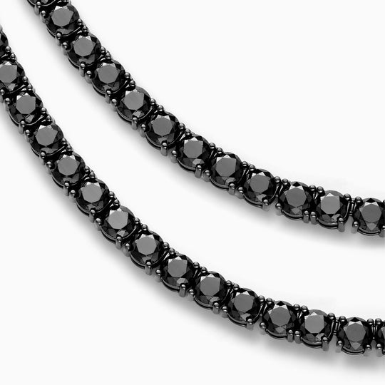 4MM 18Ct Round AAA+ Black Diamond Tennis Necklace Chain 14K Black Gold –  JewelryOCity