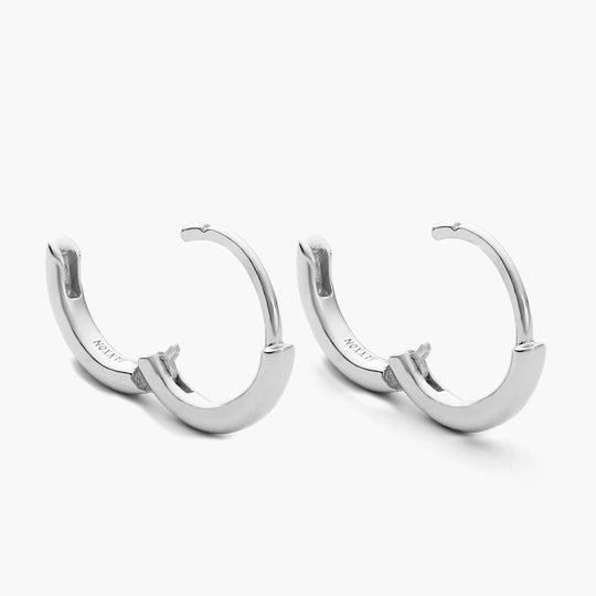Studded Inset Hoop Earrings - Men's Silver Hoops - JAXXON