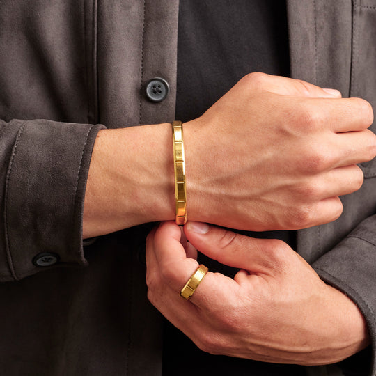 Wilshire Cuff Bracelet - Men's Everyday Gold Cuff - JAXXON