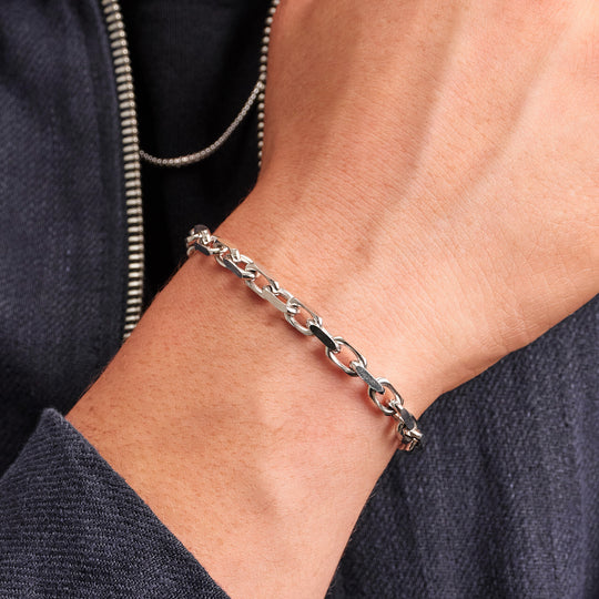 Cable Bracelet - 6mm - Men's Silver Chain Bracelet - JAXXON