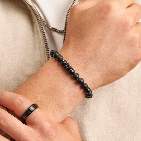 Astroghar Black Onyx Matte Finish 8 Mm Stretch Bracelet : Amazon.in:  Jewellery