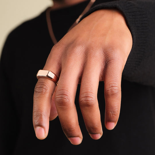 JAXXON Rose Gold Signet Ring | Size 12