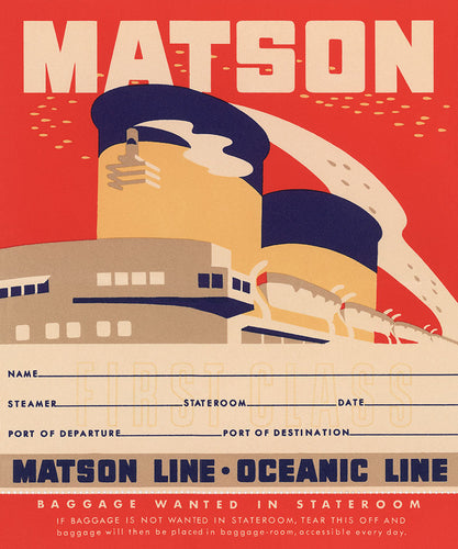 Matson Lines ハワイアンビンテージ オリジナルポスター 高価値 22440