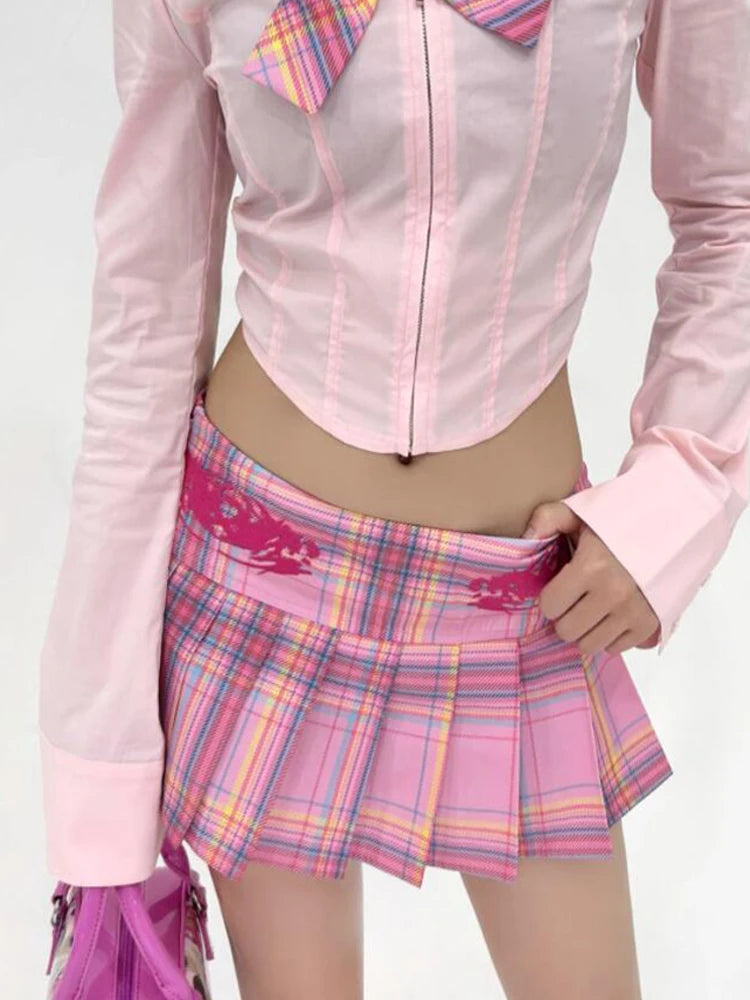 Candy Micro Plaid Skirt: Pink Skirt / M