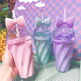 pastel princess bow water bottle with straw fairy kei kawaii babe