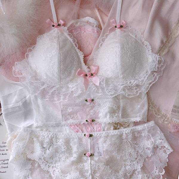 Floral Corset Crop Top Bustier Bra Coquette Nymph French Kawaii Babe
