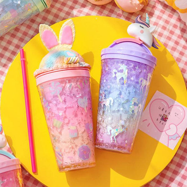 Glass Bunny Water Bottle BPA Free Safe Eco Friendly Pastel Kawaii Babe