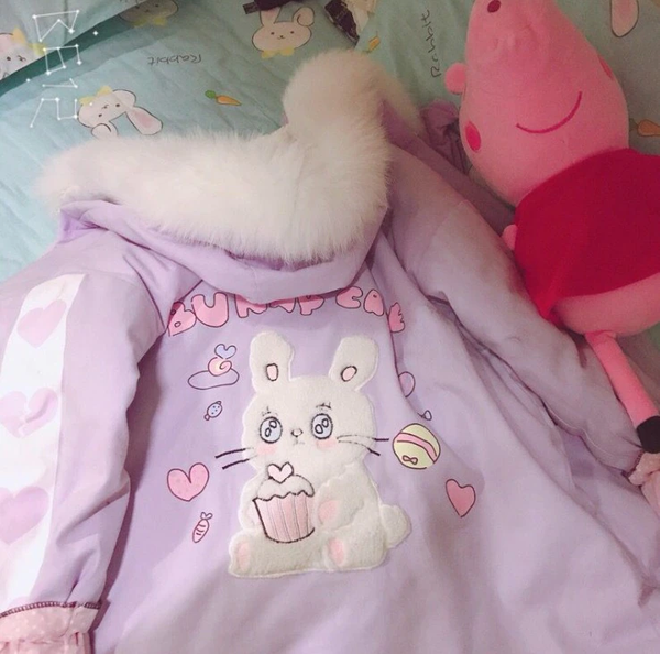 Pastel Bunny Cafe Winter Coat Windbreaker Jacket | Kawaii Babe