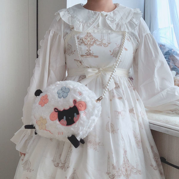 Pastel Goth Bear Square Lolita Handbag Purse Kawaii | Kawaii Babe White Brown