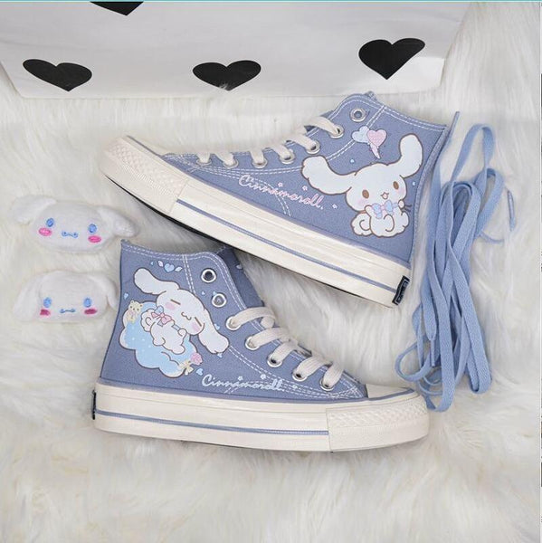 Cinnamoroll Dog Hi Top Sneakers Shoes Canvas Chucks | Kawaii Babe