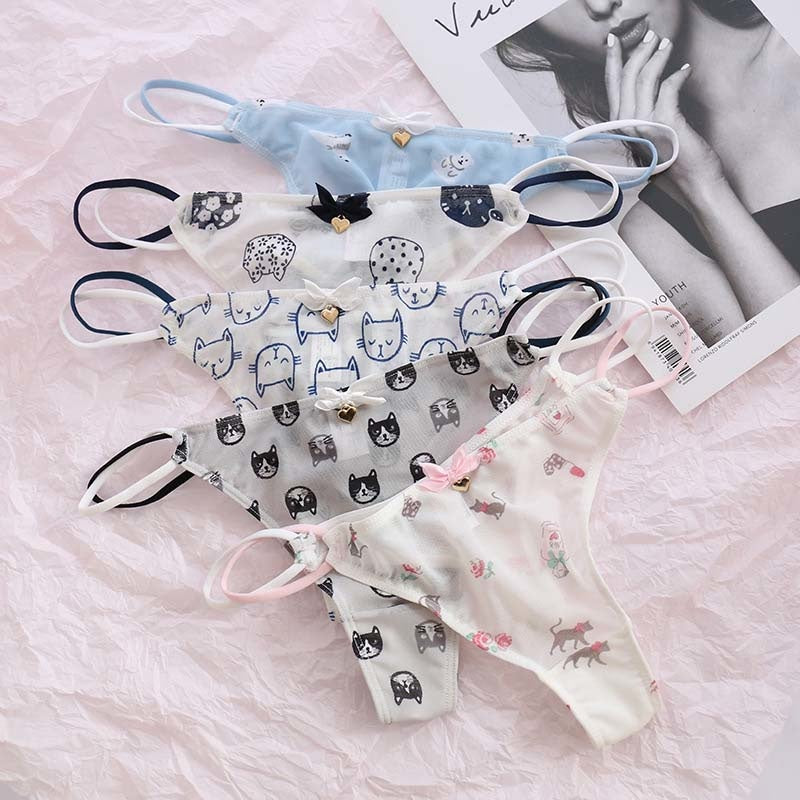 Classic Mesh Thongs Underwear Panties Kawaii Cute – Kawaii Babe