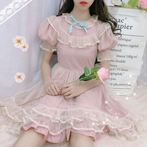 Pink Serenity Lolita Dress Girly Fairy Kei Kawaii