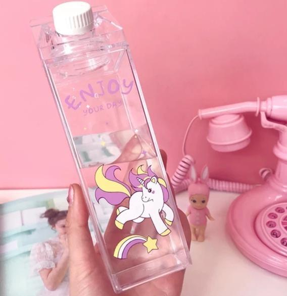 Glass Milk Carton Water Bottle Strawberry Kawaii | Kawaii Babe