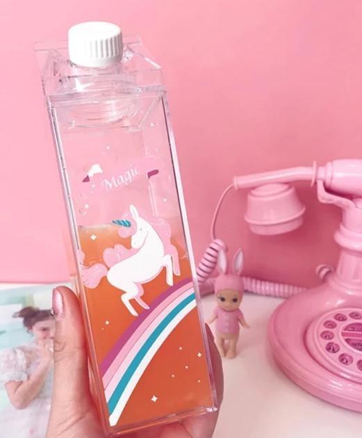 Glass Milk Carton Water Bottle Strawberry Kawaii | Kawaii Babe