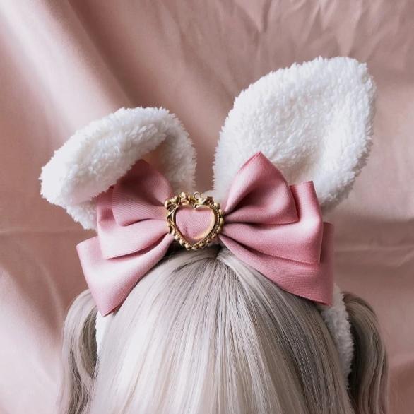 Fuzzy Bunny Rabbit Headband Baby Bun Ears Petplay