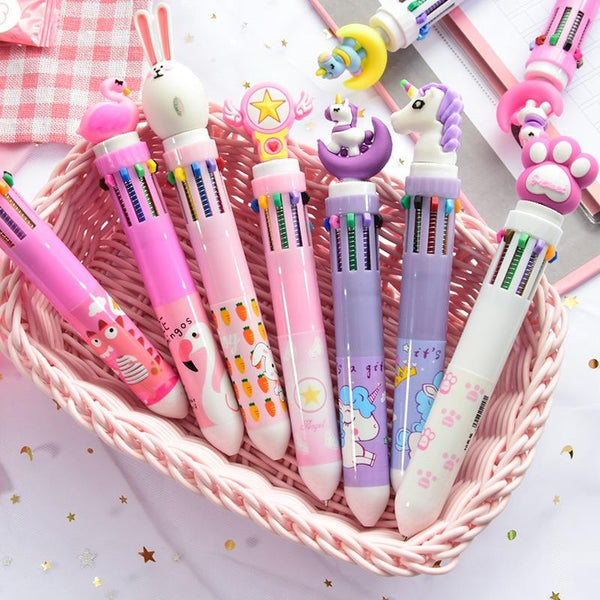 Plush Unicorn Pompom Pens Black Ink Stationary Magical Kawaii Babe