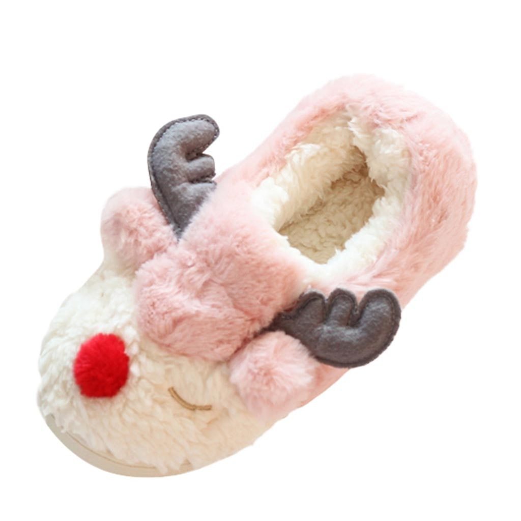 Pastel Plush Reindeer Slippers Soft Night Shoes Kawaii | Kawaii Babe