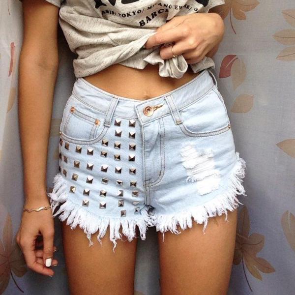 studded denim shorts