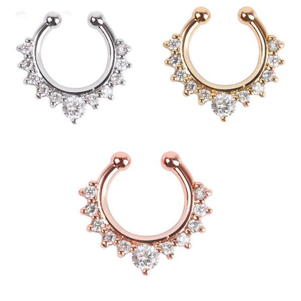 Fake Septum Nose Ring Artificial Piercing Rose Gold Silver Kawaii Babe