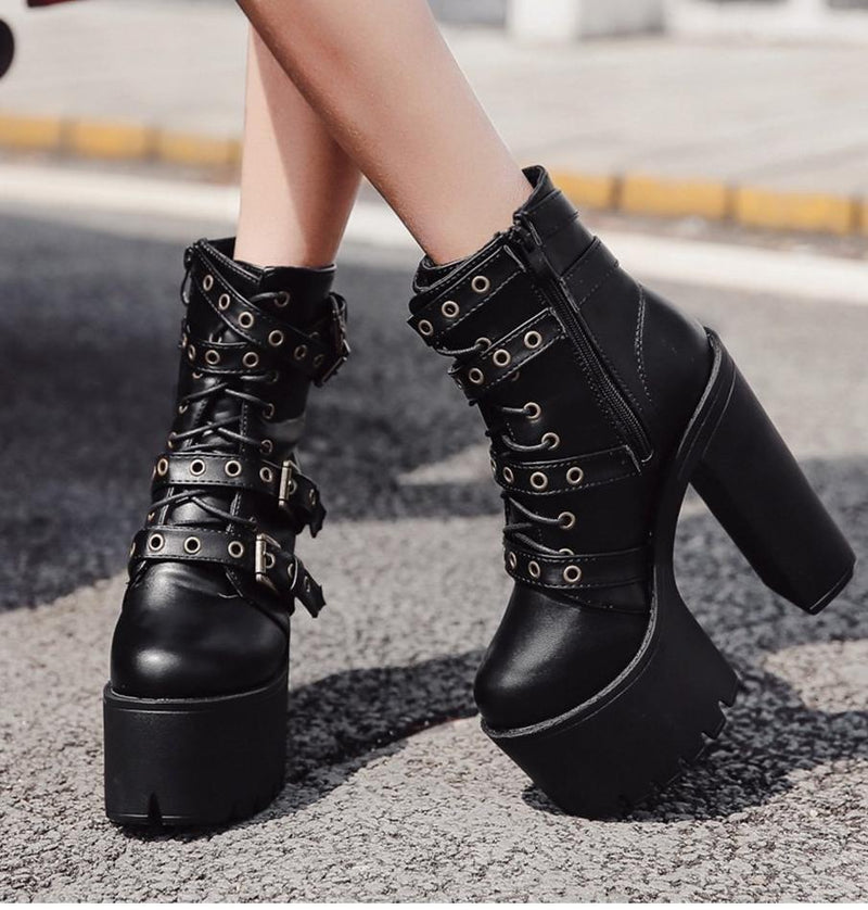 punk leather boots