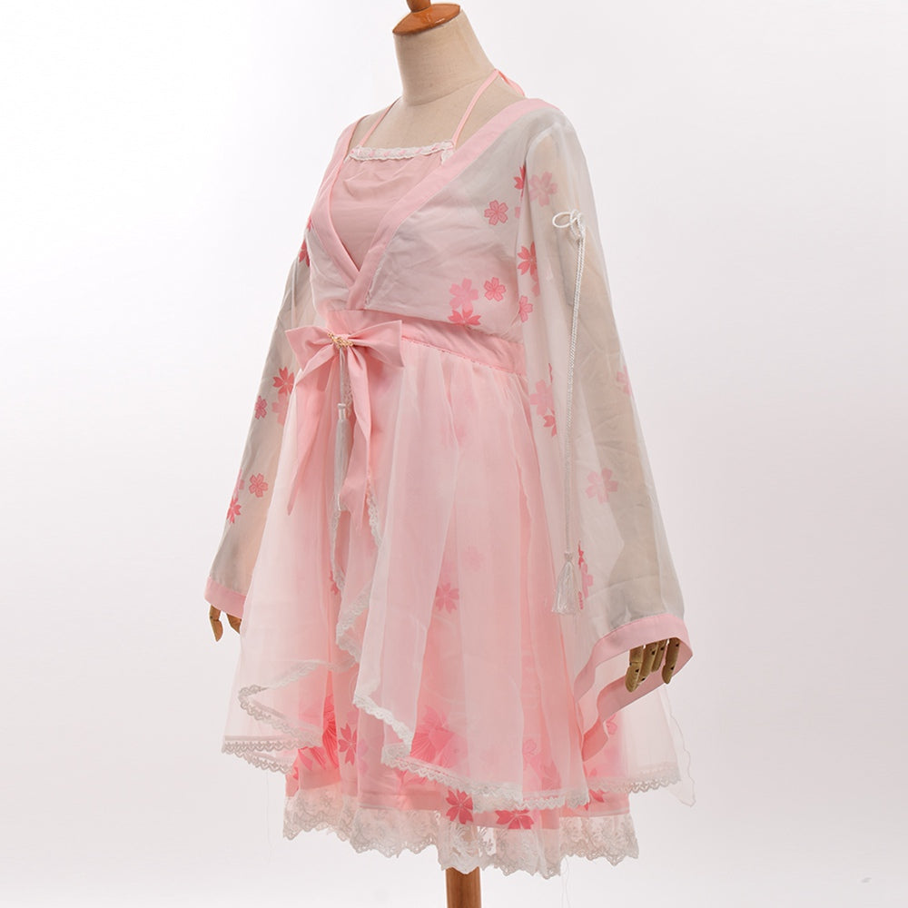 Flowy Pink Cherry Blossom Kimono Traditional Japan By Kawaii Babe 8958