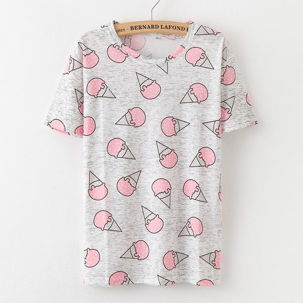 Pink White Kuromi Melody Cropped T-Shirt Top Kawaii | Kawaii Babe Kuromi / XXXL