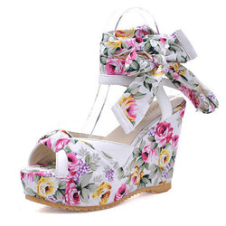 Spring Floral Wedges Sandals Platform 