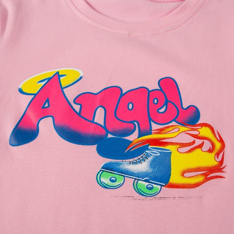 90s Babe Angel Crop Top Vintage Pink Rollerblades Kawaii Babe - angle shirt roblox