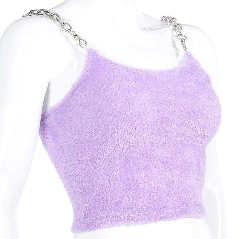 Purple Fur Crop Top Cropped Belly Shirt Fuzzy Furry | DDLG Playground ...
