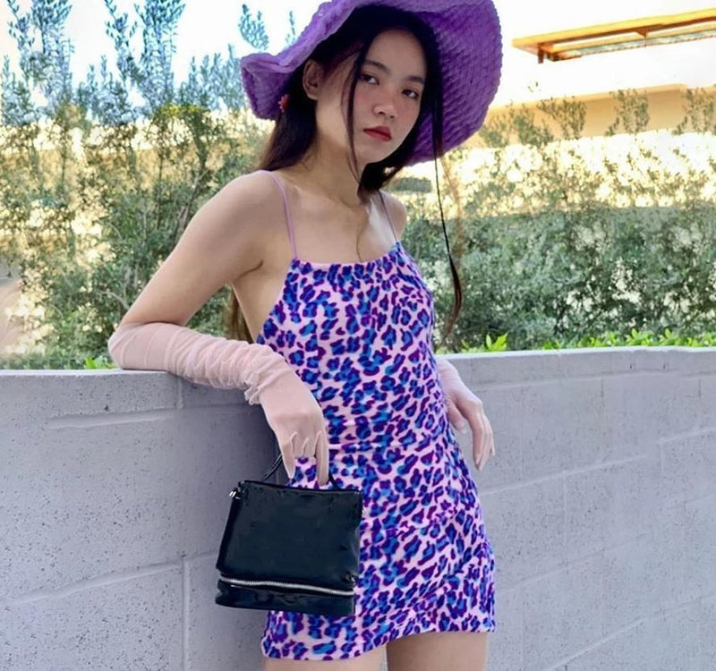 purple leopard print dress