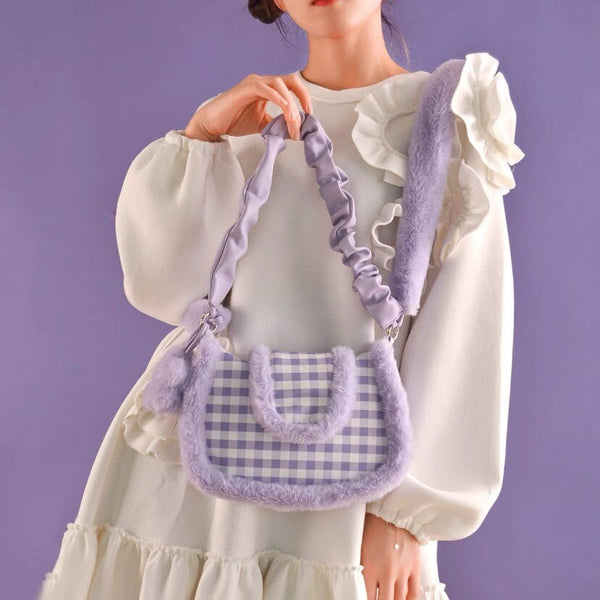 Plush Soft Kuromi Pastel Goth Makeup Purse Handbag Bag