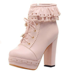 pink booties heels