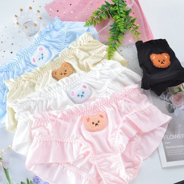 Satin Silk Teddy Bear Ruffle Panties Underwear | DDLG Shop – Kawaii Babe