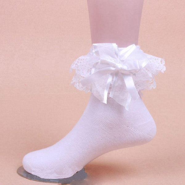 Berry Bow Ruffle Lace Socks Lolita Girl Kawaii Cute