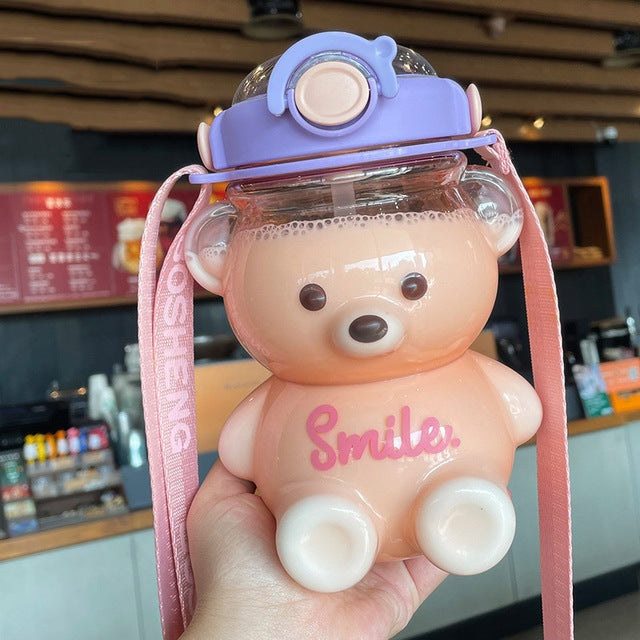 Smile Baby Bear Glass Water Bottle Sippy Cups | Kawaii Babe