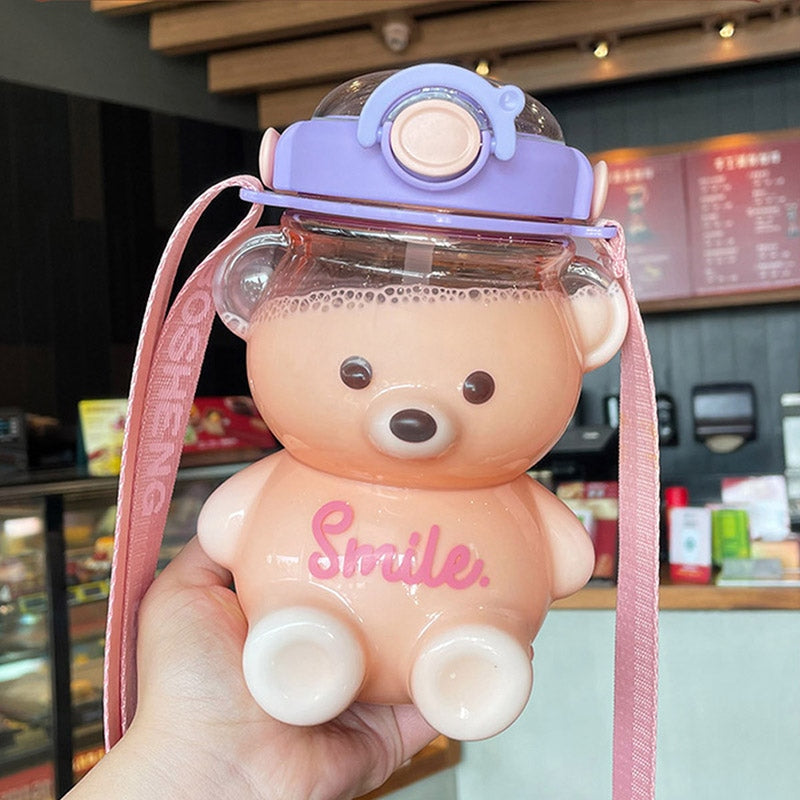 Smile Baby Bear Glass Water Bottle Sippy Cups | Kawaii Babe