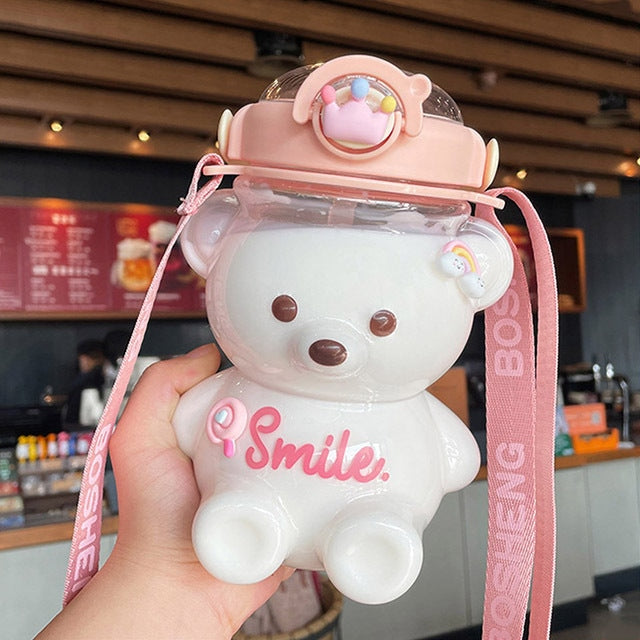 Smile Baby Bear Glass Water Bottle Sippy Cups | Kawaii Babe