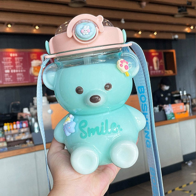 Smile Baby Bear Glass Water Bottle Sippy Cups | Kawaii Babe