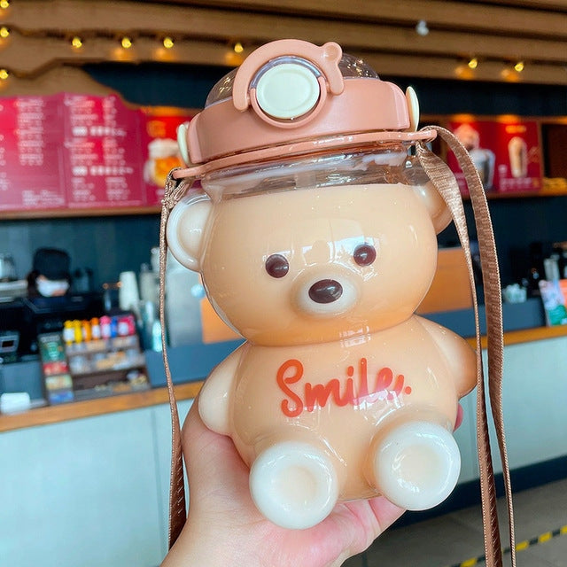 Smile Baby Bear Glass Water Bottle Sippy Cups | Kawaii Babe