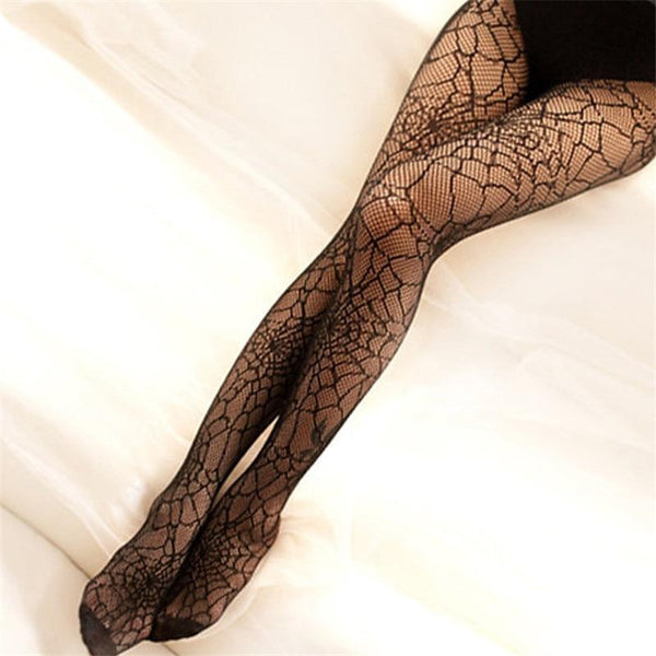 Women Gothic Halloween Fishnet Pantyhose Big Holes Hollow Out Spider Web  Patterned Mesh Tights Lolita Kawaii Stockings 