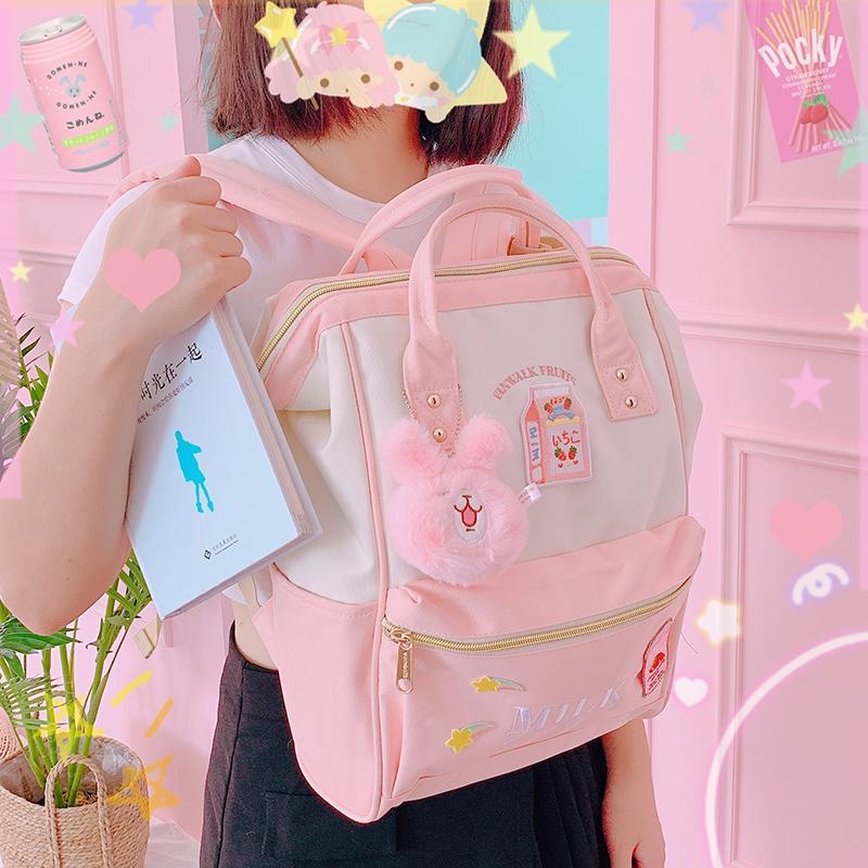 Strawberry Milk Backpack Rucksack Harajuku Japan Cute Kawaii Babe - strawberry milk backpack roblox