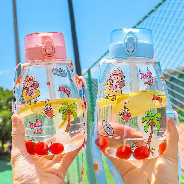 1pc, VIGO Water Bottle, 500ml/17oz Strawberry Pattern Water Cups, Square  Transparent Clear Water Pitcher, Cute Kawaii Summer Drinkware, Kitchen  Gadget