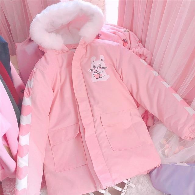 Pastel Bunny Cafe Winter Coat Windbreaker Jacket | Kawaii Babe